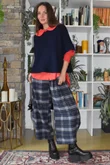 Patrick Plaid Brushed Cotton 7/8 Barrel Pant Navy